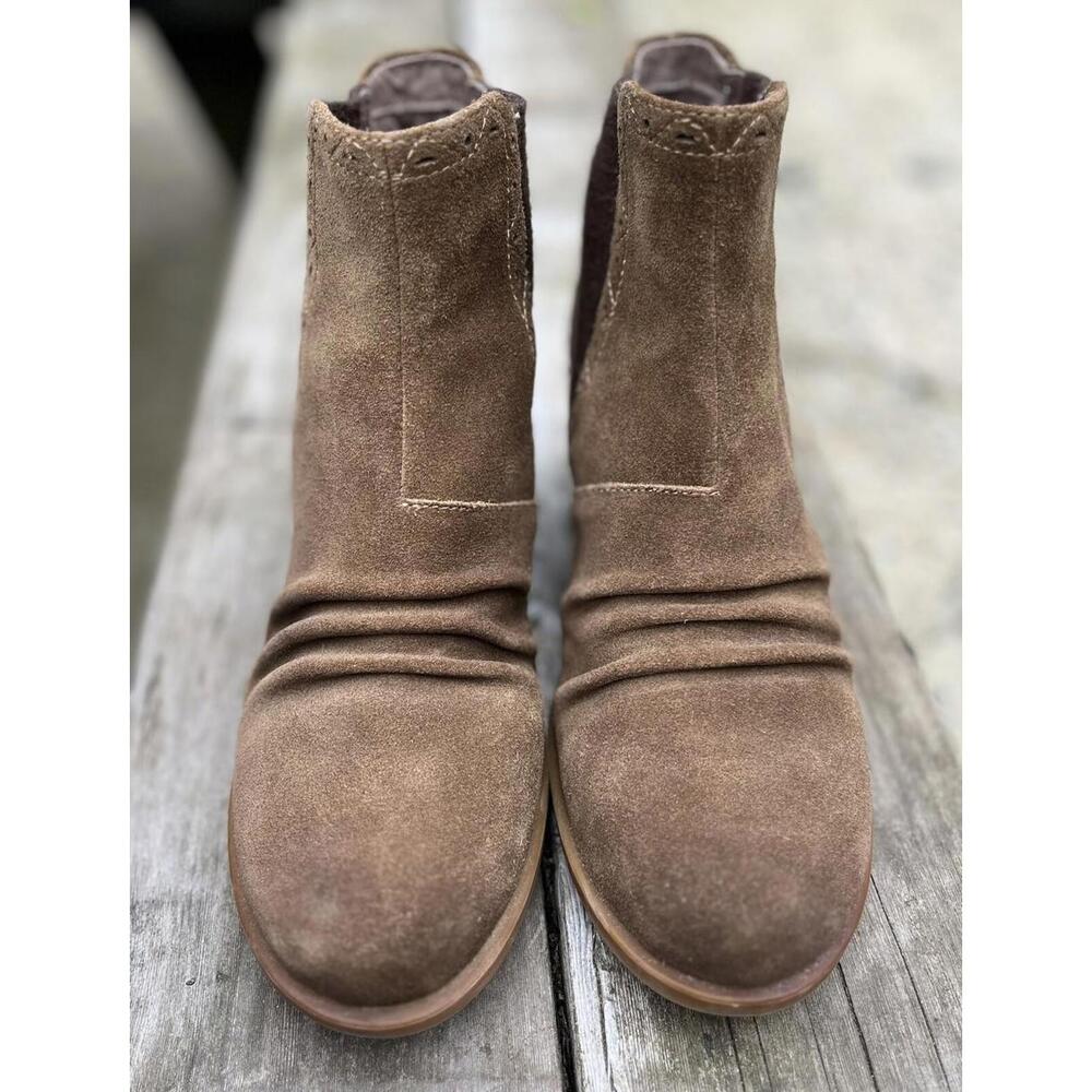 Earth Womens 9.5 Denali Aspect Ankle Boots Dark Khaki Suede Leather Pull On